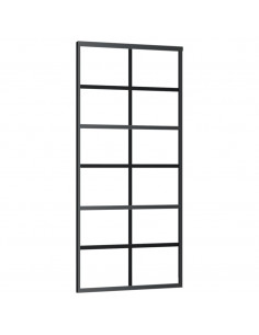 Porta Scorrevole in Vetro ESG e Alluminio 90x205 cm Nera 2