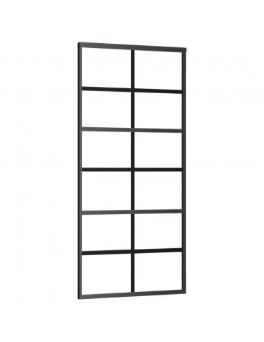 Porta Scorrevole in Vetro ESG e Alluminio 90x205 cm Nera