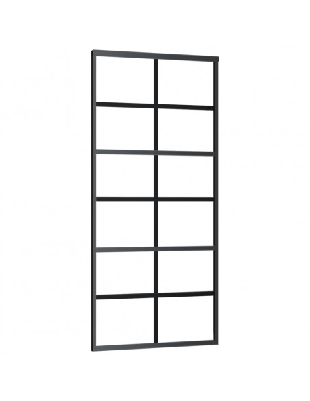 Porta Scorrevole in Vetro ESG e Alluminio 90x205 cm Nera
