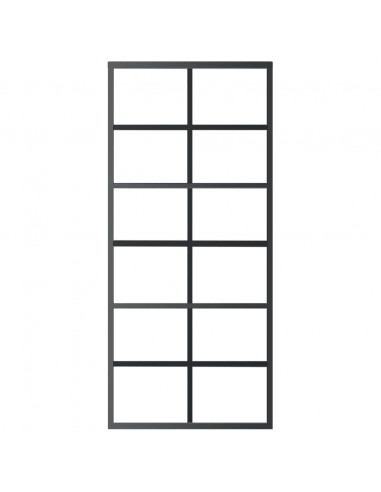 Porta Scorrevole in Vetro ESG e Alluminio 90x205 cm Nera