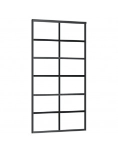 Porta Scorrevole in Vetro ESG e Alluminio 102x205 cm Nera 2