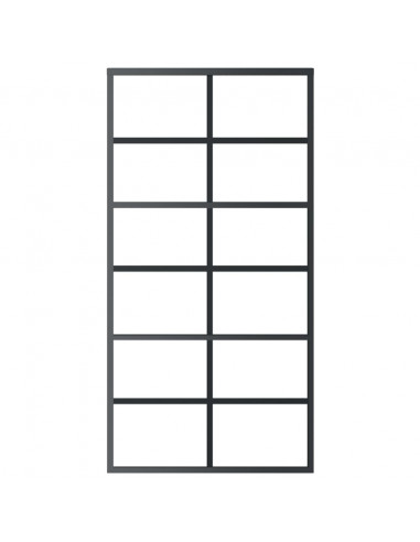 Porta Scorrevole in Vetro ESG e Alluminio 102x205 cm Nera