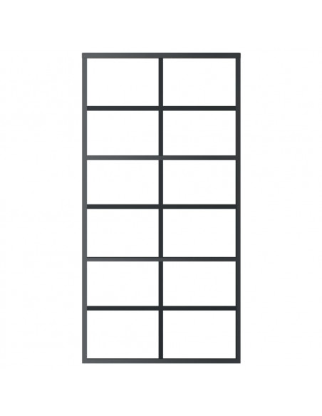 Porta Scorrevole in Vetro ESG e Alluminio 102x205 cm Nera