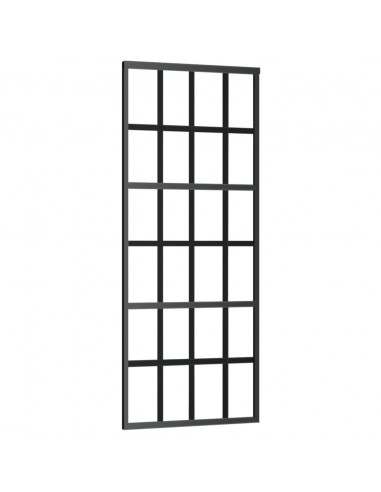 Porta Scorrevole in Vetro ESG e Alluminio 76x205 cm Nera