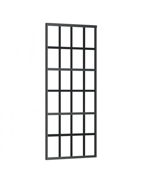 Porta Scorrevole in Vetro ESG e Alluminio 76x205 cm Nera