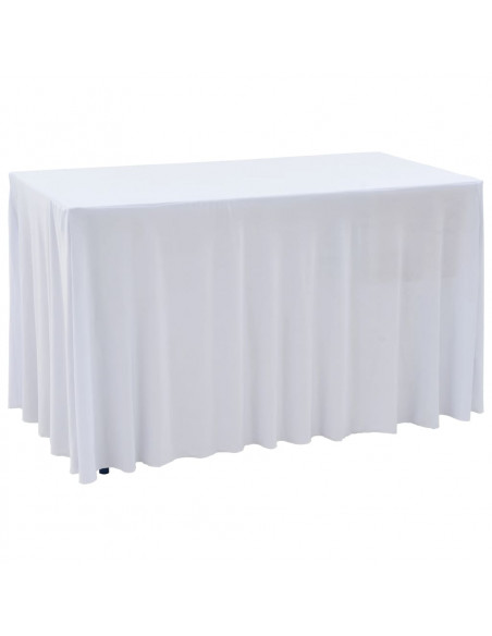 Copertura Elastica per Tavolo con Gonna 2pz 120x6,5x74cm Bianco