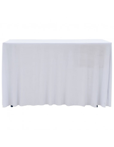 Copertura Elastica per Tavolo con Gonna 2pz 120x6,5x74cm Bianco