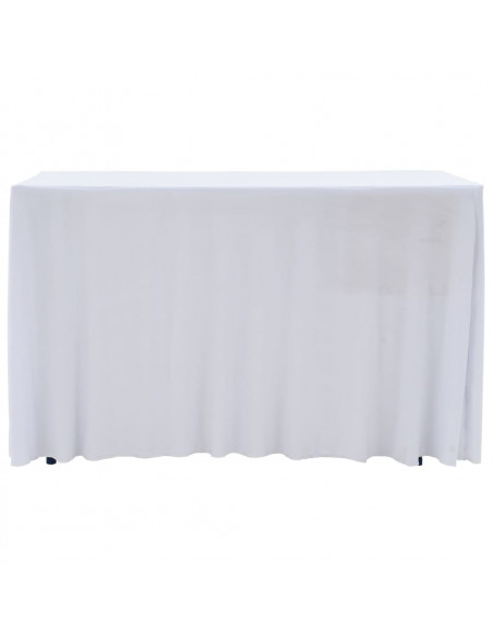 Copertura Elastica per Tavolo con Gonna 2pz 120x6,5x74cm Bianco