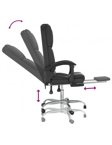 Poltrona da Ufficio Massaggiante Reclinabile Nera in Similpelle