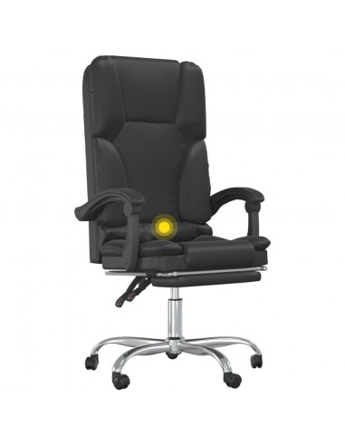 Poltrona da Ufficio Massaggiante Reclinabile Nera in Similpelle