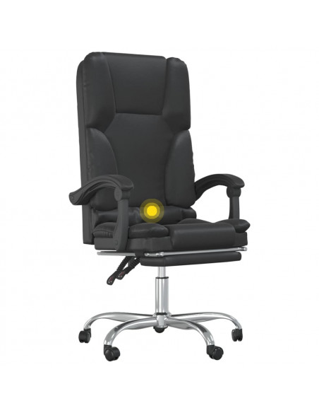 Poltrona da Ufficio Massaggiante Reclinabile Nera in Similpelle