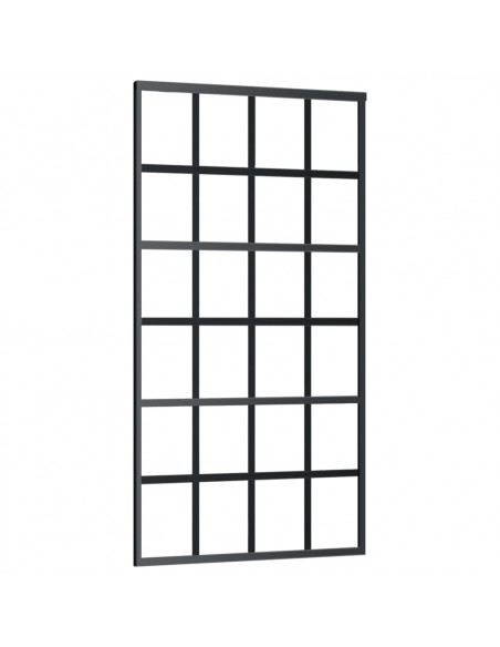 Porta Scorrevole in Vetro ESG e Alluminio 102x205 cm Nera