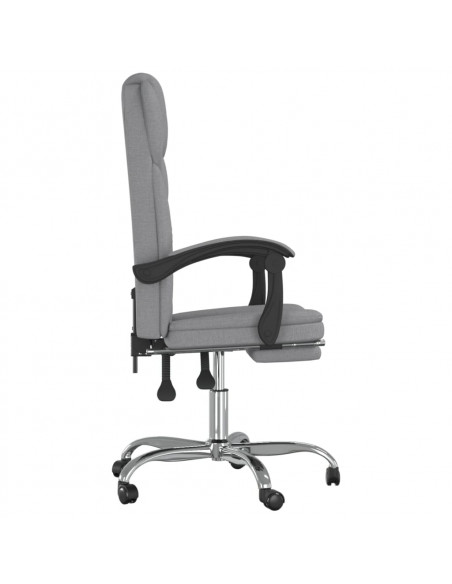Poltrona da Ufficio Reclinabile Grigio Chiaro in Tessuto