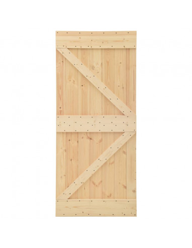 Porta Scorrevole con Set Hardware 90x210 cm in Legno di Pino