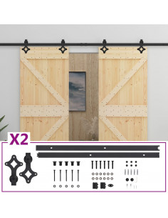 Porta Scorrevole con Set Hardware 100x210 cm in Legno di Pino 2