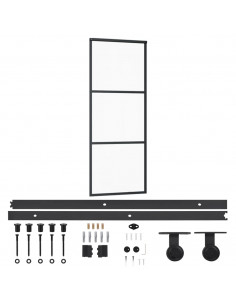 Porta Scorrevole con Kit Montaggio Vetro ESG Alluminio 76x205cm 2