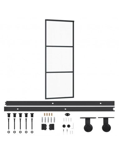 Porta Scorrevole con Kit Montaggio Vetro ESG Alluminio 76x205cm