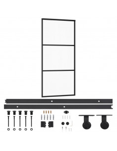 Porta Scorrevole con Kit Montaggio Vetro ESG Alluminio 90x205cm 2