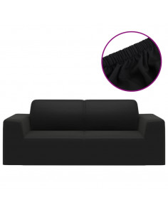 Fodera Elasticizzata per Divano 2 Posti Jersey Poliestere Nero 2