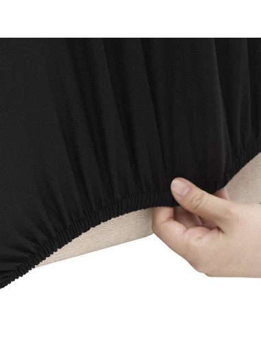 Fodera Elasticizzata per Divano 2 Posti Jersey Poliestere Nero