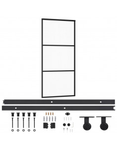 Porta Scorrevole con Kit Montaggio Vetro ESG Alluminio 90x205cm 2
