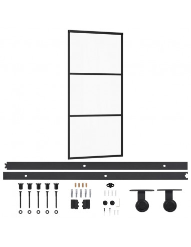 Porta Scorrevole con Kit Montaggio Vetro ESG Alluminio 90x205cm
