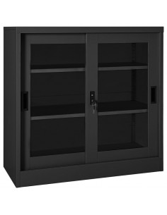 Armadio con Ante Scorrevoli Antracite 90x40x90 cm in Acciaio 2