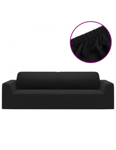 Fodera Elasticizzata per Divano 3 Posti Jersey Poliestere Nero