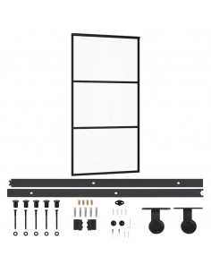 Porta Scorrevole e Kit Montaggio Vetro ESG Alluminio 102x205cm 2