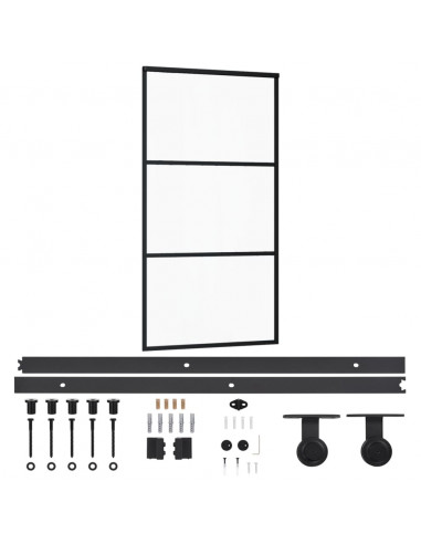 Porta Scorrevole e Kit Montaggio Vetro ESG Alluminio 102x205cm