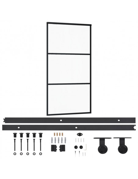 Porta Scorrevole e Kit Montaggio Vetro ESG Alluminio 102x205cm
