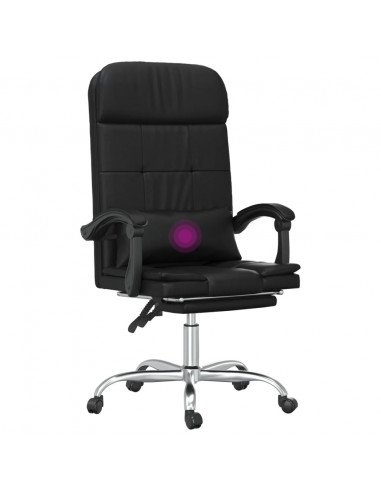 Poltrona da Ufficio Massaggiante Reclinabile Nera in Similpelle