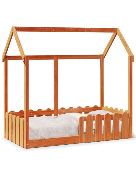 Giroletto Casetta Bambini Marrone Cera 70x140 cm Massello Pino