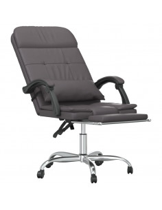 Poltrona da Ufficio Massaggiante Reclinabile Grigio Similpelle 2