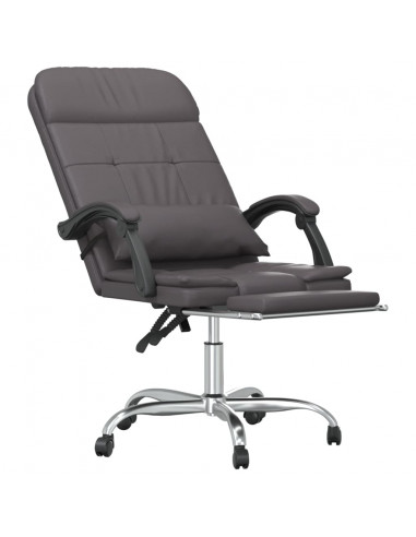 Poltrona da Ufficio Massaggiante Reclinabile Grigio Similpelle