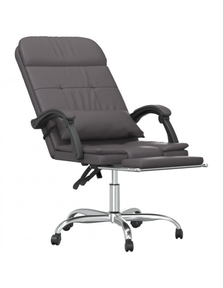 Poltrona da Ufficio Massaggiante Reclinabile Grigio Similpelle