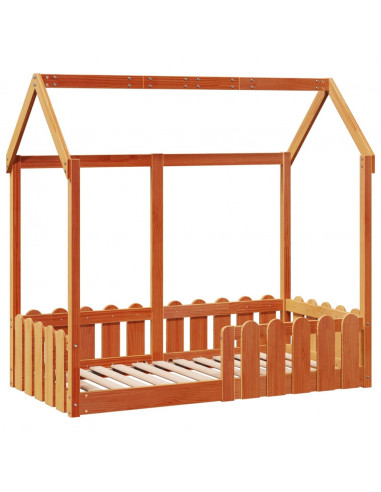 Giroletto Casetta Bambini Marrone Cera 70x140 cm Massello Pino