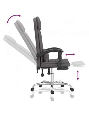 Poltrona da Ufficio Massaggiante Reclinabile Grigio Similpelle