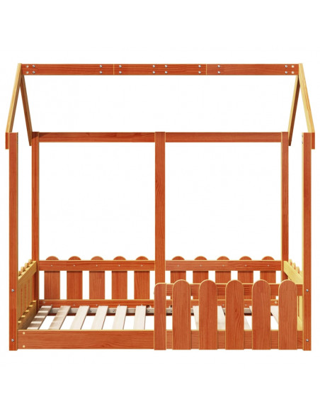 Giroletto Casetta Bambini Marrone Cera 70x140 cm Massello Pino