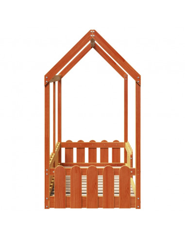 Giroletto Casetta Bambini Marrone Cera 70x140 cm Massello Pino