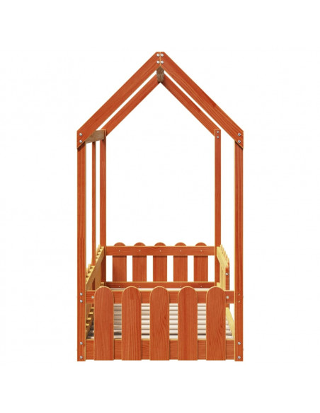 Giroletto Casetta Bambini Marrone Cera 70x140 cm Massello Pino