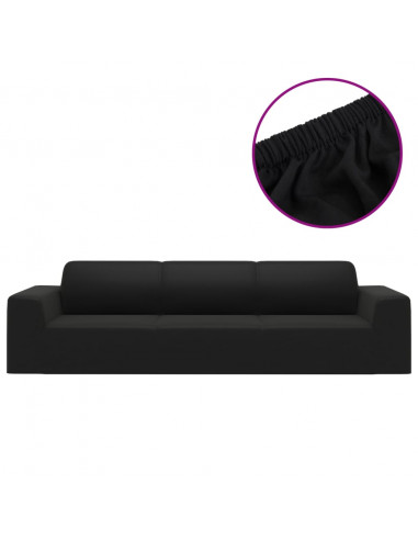 Fodera Elasticizzata per Divano 4 Posti Jersey Poliestere Nero