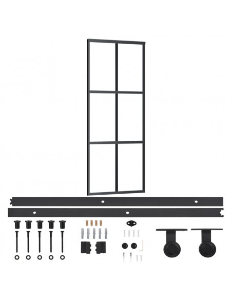 Porta Scorrevole con Kit Montaggio Vetro ESG Alluminio 76x205cm