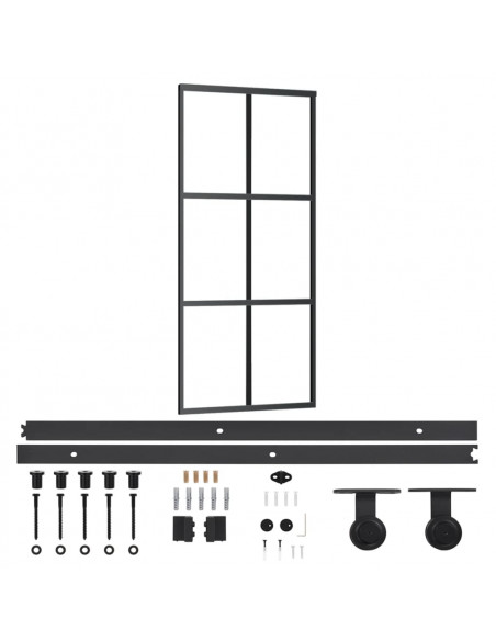 Porta Scorrevole con Kit Montaggio Vetro ESG Alluminio 90x205cm