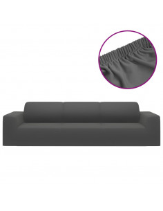 Fodera Elasticizzata Divano 4 Posti Jersey Poliestere Antracite 2