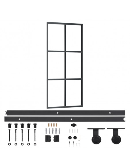 Porta Scorrevole con Kit Montaggio Vetro ESG Alluminio 90x205cm