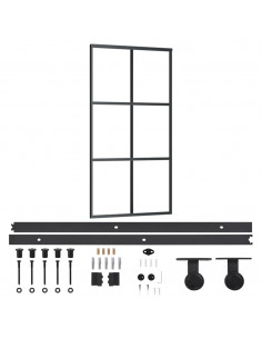 Porta Scorrevole e Kit Montaggio Vetro ESG Alluminio 102x205cm 2