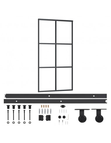 Porta Scorrevole e Kit Montaggio Vetro ESG Alluminio 102x205cm