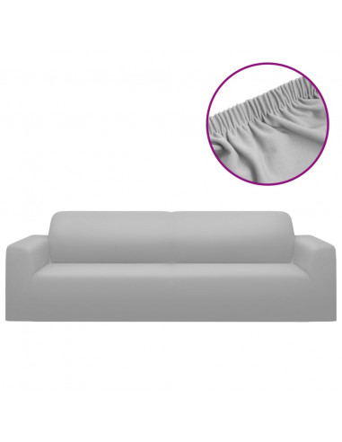 Fodera Elasticizzata Divano 3 Posti in Jersey Poliestere Grigio