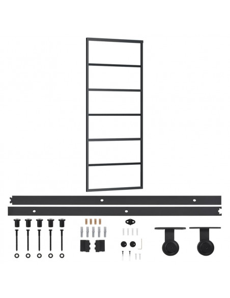 Porta Scorrevole con Kit Montaggio Vetro ESG Alluminio 76x205cm